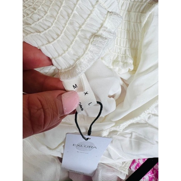 Exlura White Long Sleeve Tie Back Dress - Picture 4 of 5